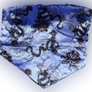 Blue Dragon Print strapless blouse